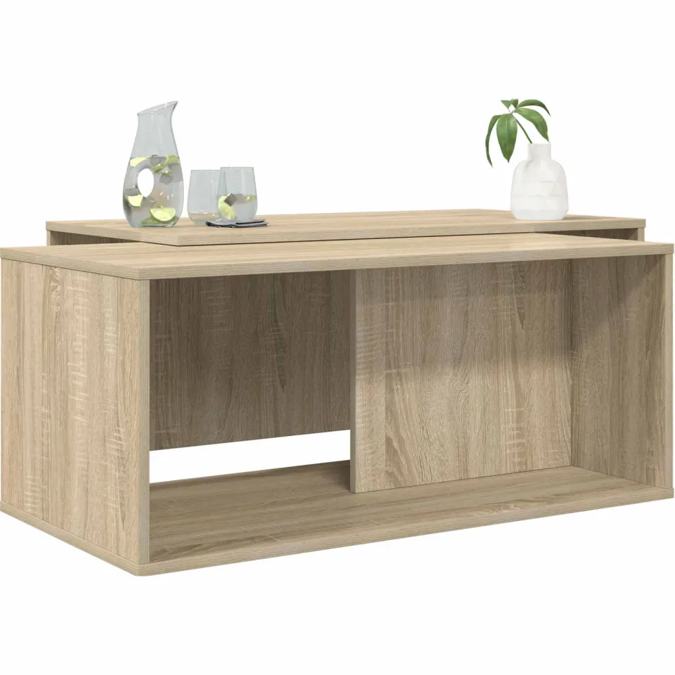 vidaXL Koffietafel Set 2 st Sonoma Eiken 90 x 48 x 40 cm Bewerkt hout Bruin