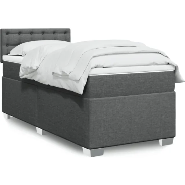 vidaXL Boxspring met matras stof donkergrijs 100x200 cm grijs
