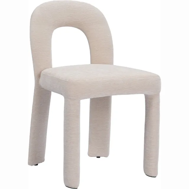 Goossens Eetkamerstoel Anna - Beige - Stof - Zonder Armleuning stof fijn geweven beige