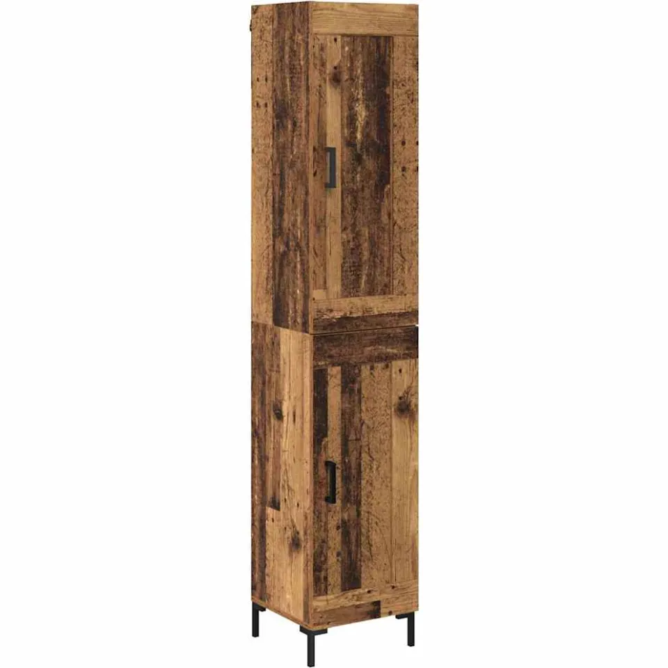 vidaXL Highboard Oud Hout 34,5 x 34 x 180 cm Bewerkt hout bruin, foto 3