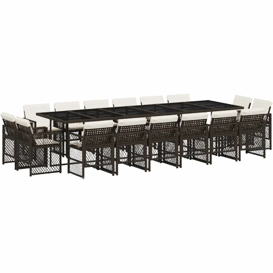 vidaXL 17-delige Tuinset met kussens poly rattan bruin, foto 3