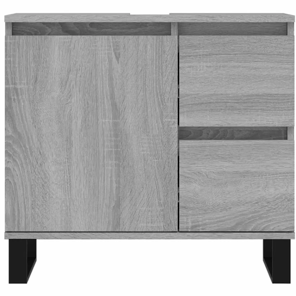 vidaXL Badkamerkast 65x33x60 cm bewerkt hout grijs sonoma eikenkleurig