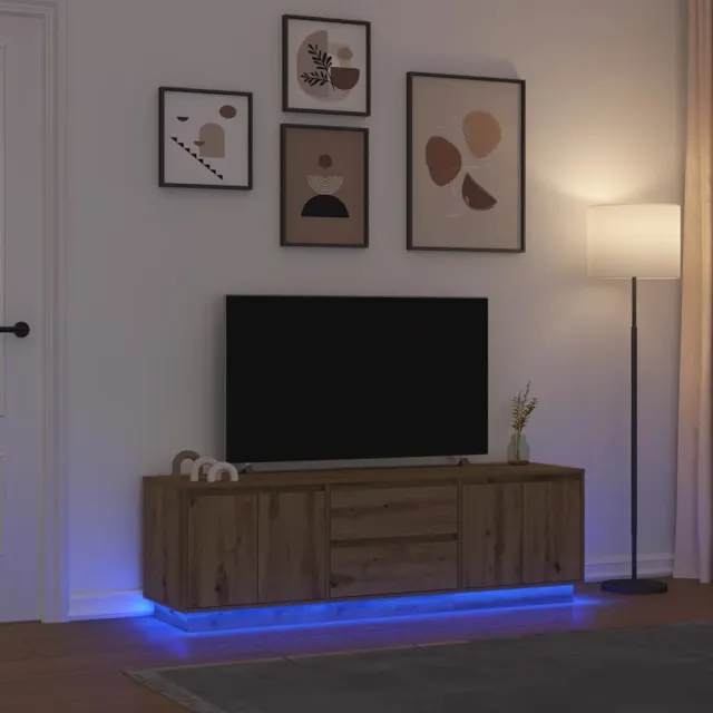 vidaXL Tv-meubel met LED-verlichting 160,5x41x50 cm artisanaal eiken, foto 2