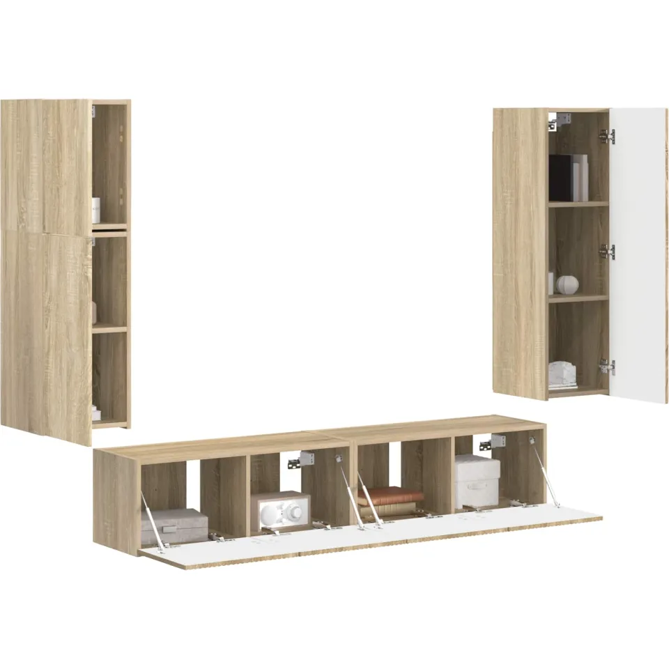 vidaXL Tv-meubelset 4 st Sonoma Eiken Bewerkt hout Bruin
