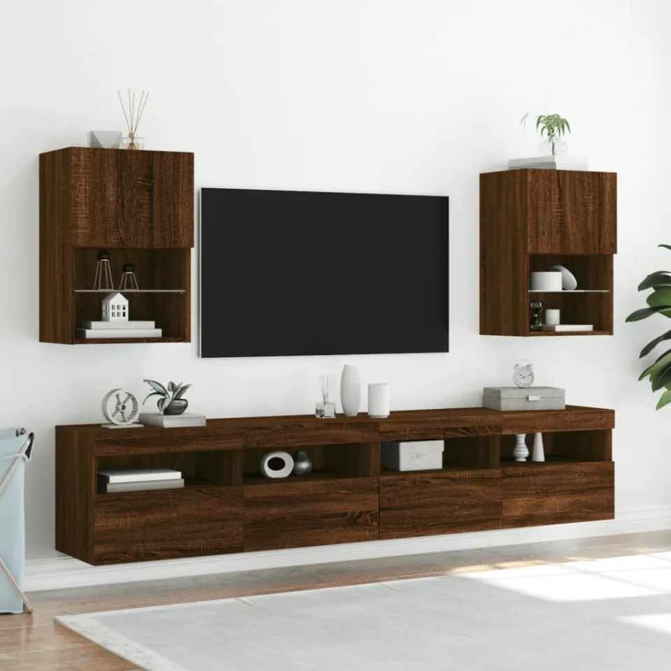vidaXL Tv-meubel met LED-verlichting 40,5x30x60 cm bruin eikenkleur, foto 2
