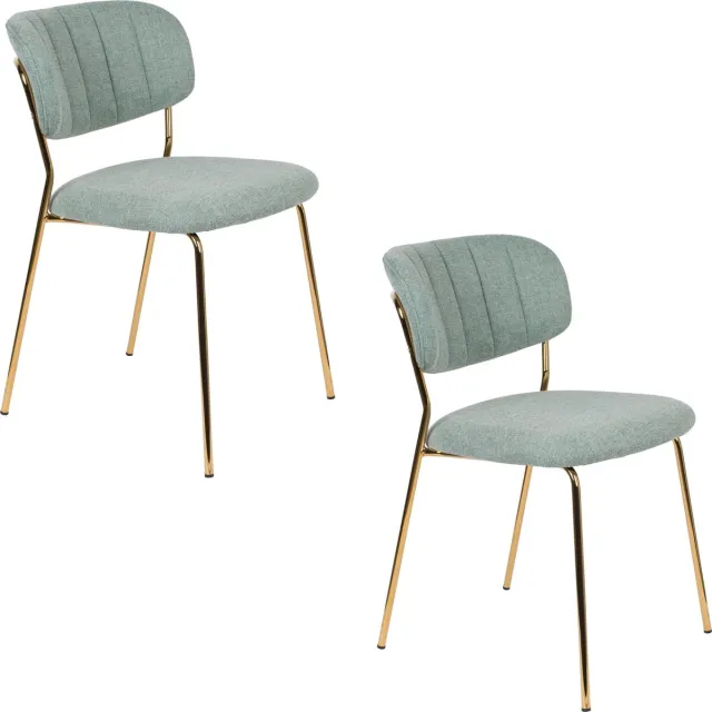 Housecraft Living Jolien Eetkamerstoelen Goud/ Lichtgroen - Set van 2