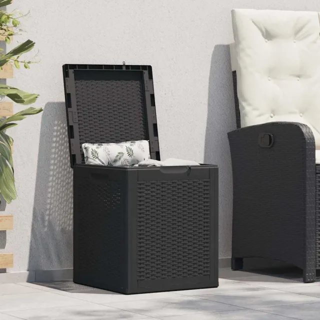 vidaXL Tuinbox 90 L PP rattan zwart, foto 2