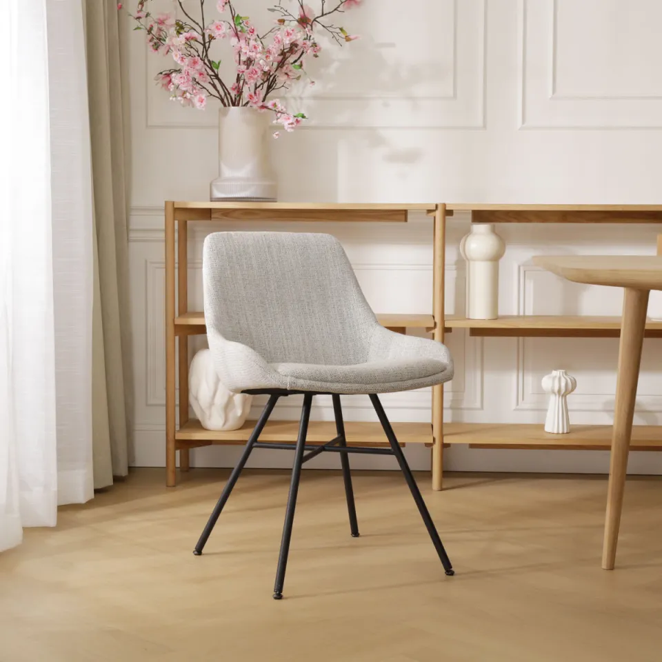 Nolon Noa-Isa eetkamerstoel beige gemêleerd - zwart onderstel, foto 2