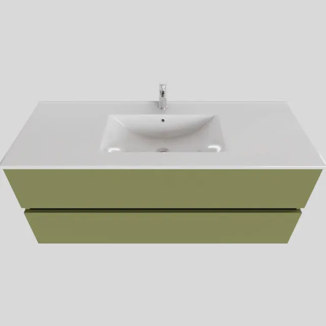 Boss & Wessing Badkamermeubel BWS Helsinki 120x46 cm Keramiek Midden Mat Groen 2 Laden (1 kraangat)