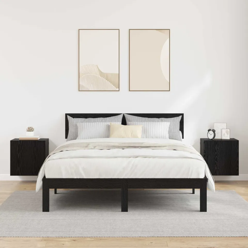 vidaXL TV Wandkasten 2 st Zwart Eiken Bewerkt hout, foto 4
