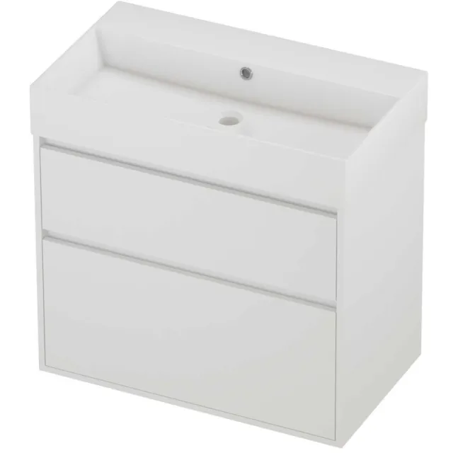 Proline Zara Badmeubelset Porselein Loft Zonder Kraangat Greeploos 80x46x78 cm Glans Wit Mat White Mat Wit