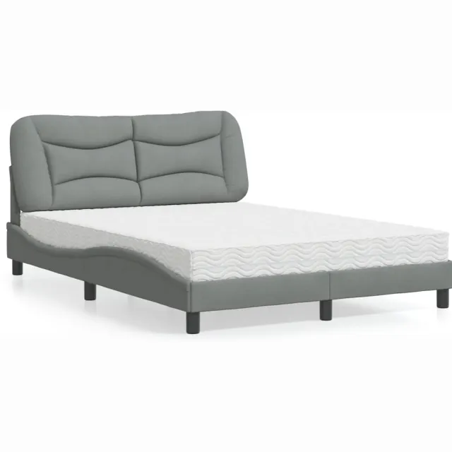 vidaXL Bed met matras "Hvar" stof lichtgrijs 140x190 cm