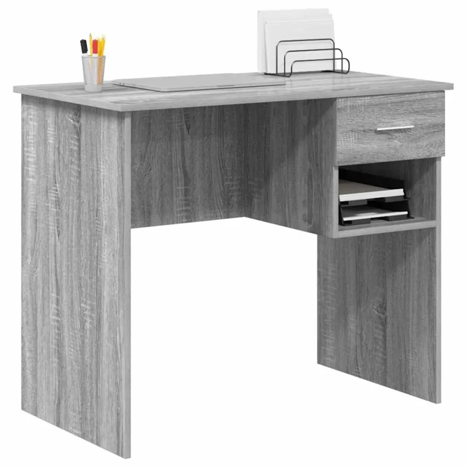 vidaXL Bureau Grijs Sonoma 90 x 49 x 75 cm Bewerkt hout