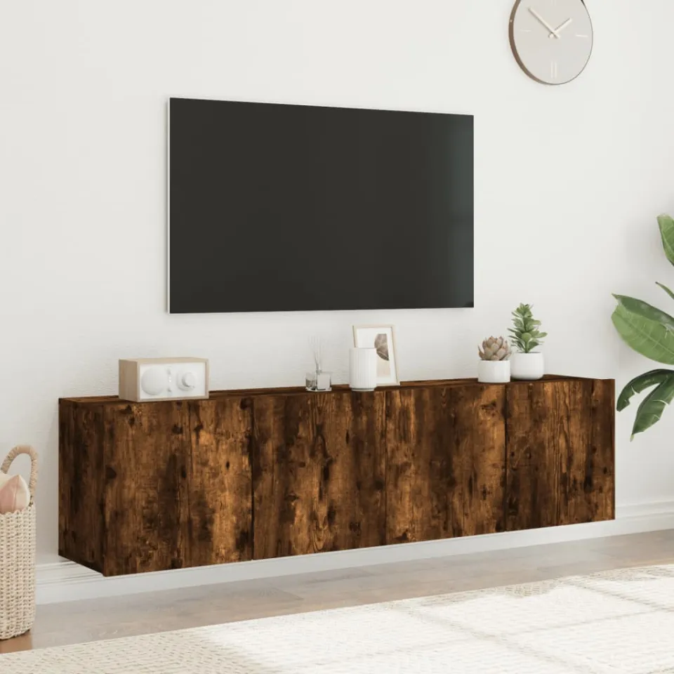 vidaXL Tv-meubels 2 st wandgemonteerd 80x30x41 cm gerookt eikenkleurig, foto 4