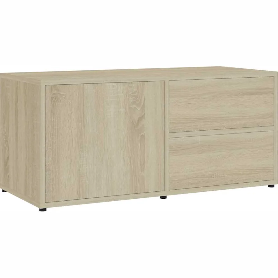 vidaXL Tv-meubel 80x34x36 cm bewerkt hout sonoma eikenkleurig Bruin