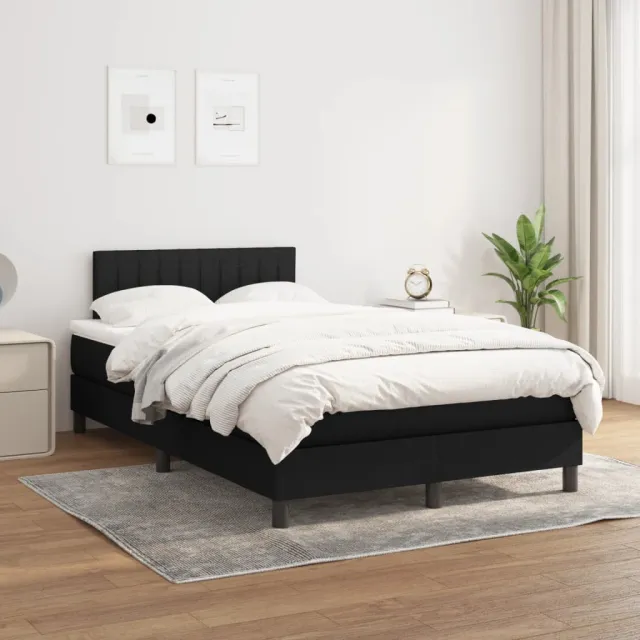 vidaXL Boxspring met matras stof zwart 120x200 cm