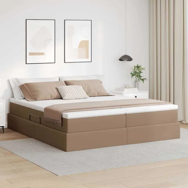 vidaXL Opbergbed met matras Cappuccino 180 x 200 cm Nep Leer bruin