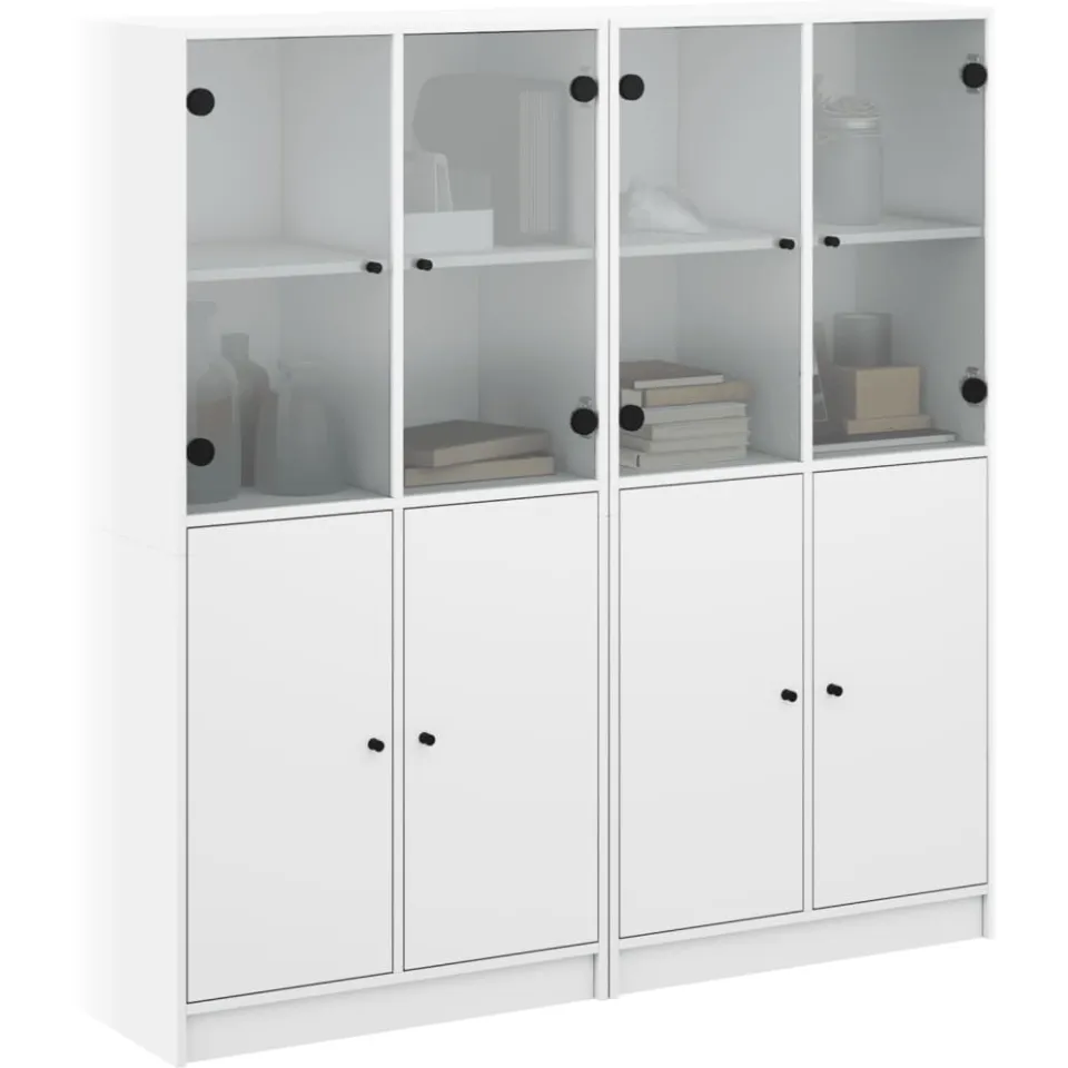 vidaXL Boekenkast met deuren 136x37x142 cm bewerkt hout wit, foto 4