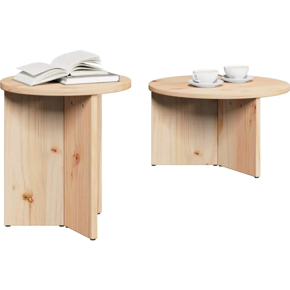 vidaXL Salontafel 2 st Naturel 49 x 49 x 28 cm Massief grenenhout