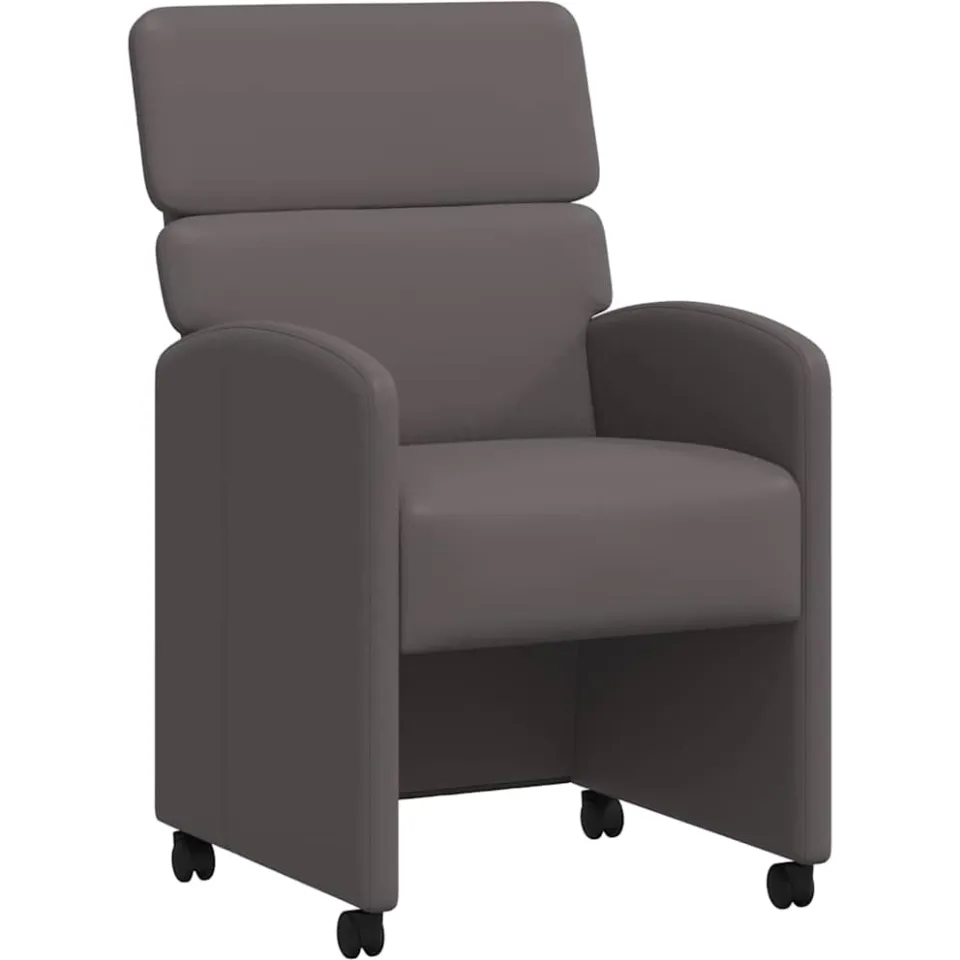 vidaXL Eetkamerstoelen met Wieltjes 2 st Kunstleer Grijs