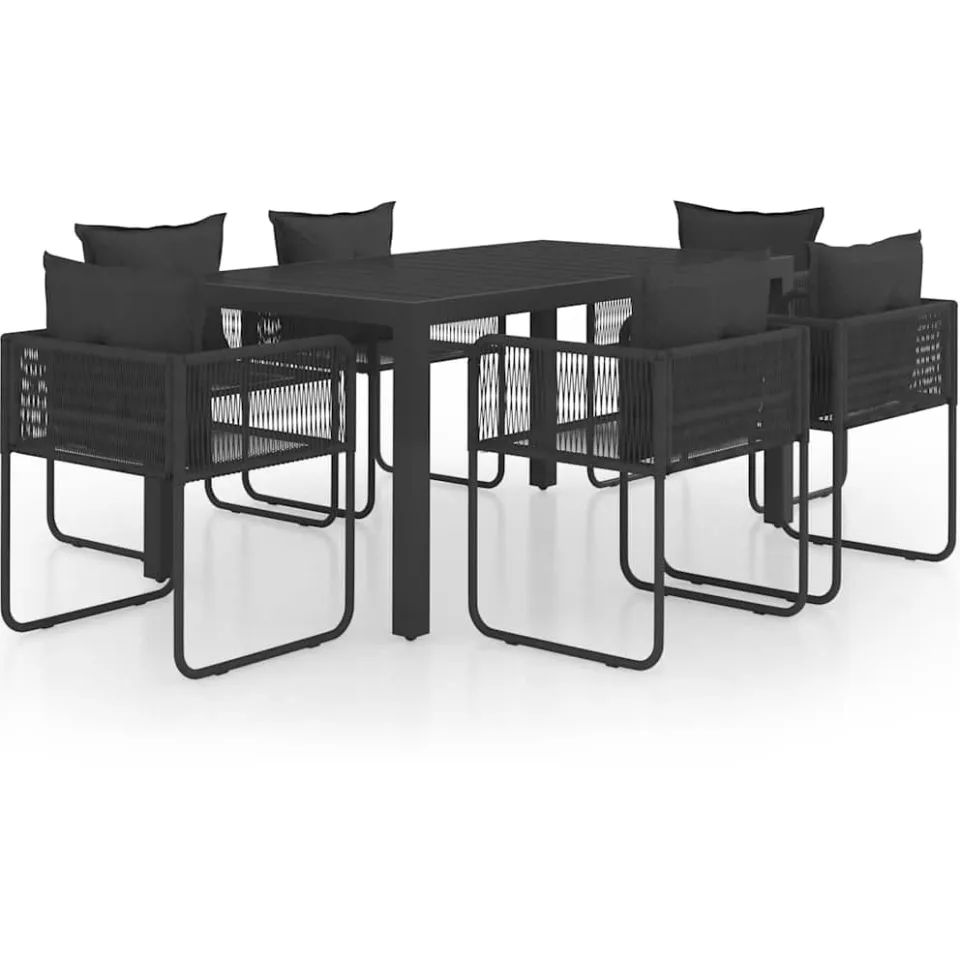 vidaXL 7-delige Tuinset PVC-rattan zwart