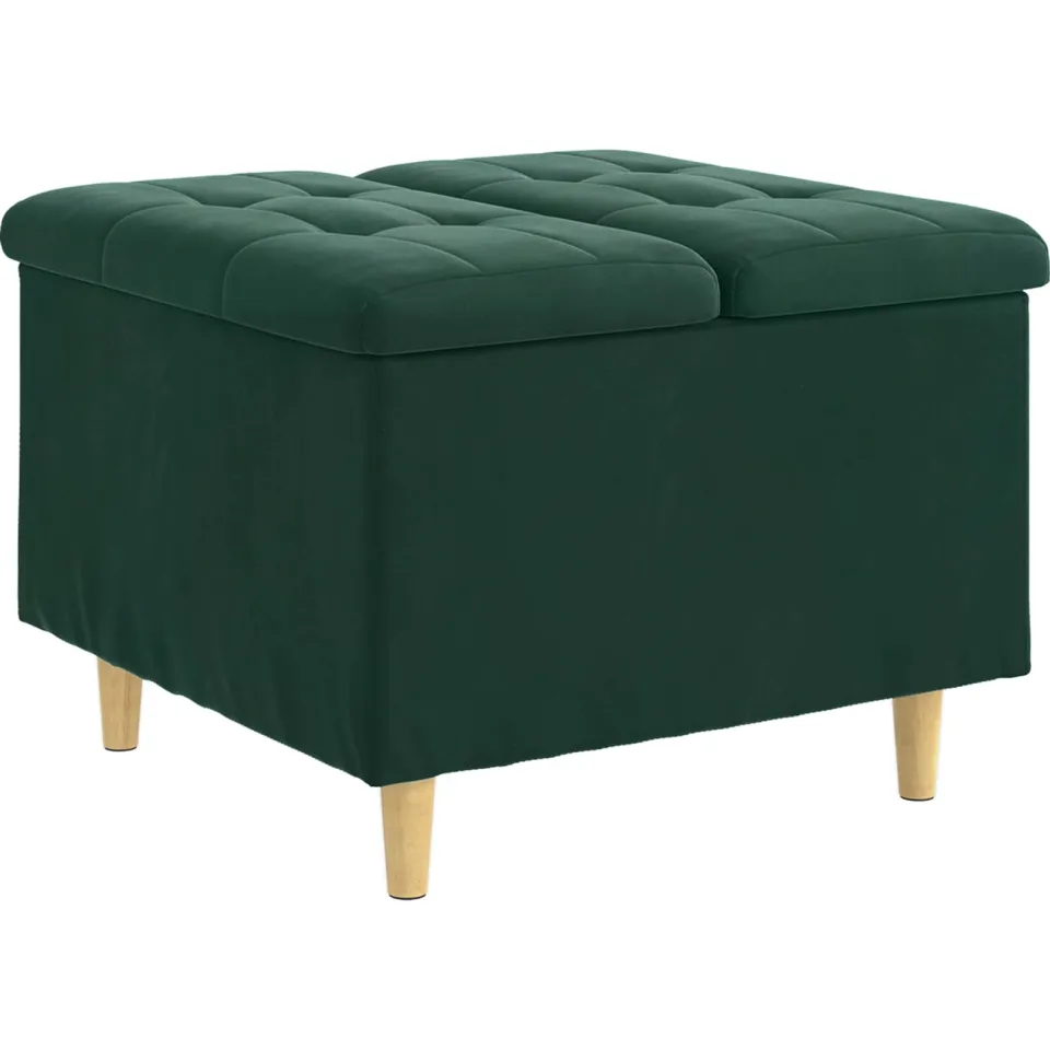 vidaXL Ottoman met Opbergruimte Donkergroen 60 x 60 x 45 cm Fluweel groen, foto 3