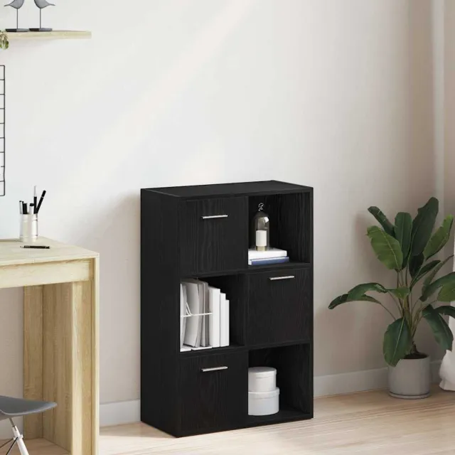 vidaXL Boekenkast/kamerverdeler zwart eiken 60,5x30x90cm bewerkt hout, foto 2