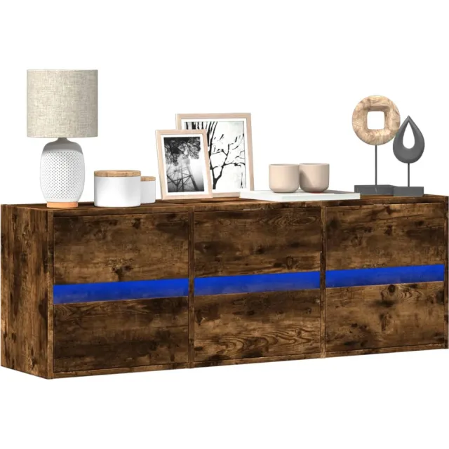 vidaXL Tv-wandmeubel met LED-verlichting 130x31x45 cm gerookt eiken, foto 2