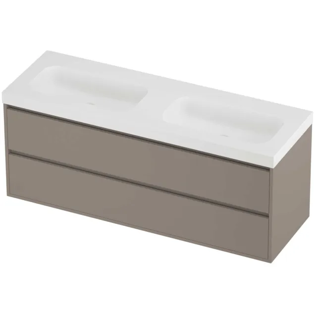 Proline Haga Badmeubelset Polystone Mezza 140x46x58 cm Mat White Clay Beige