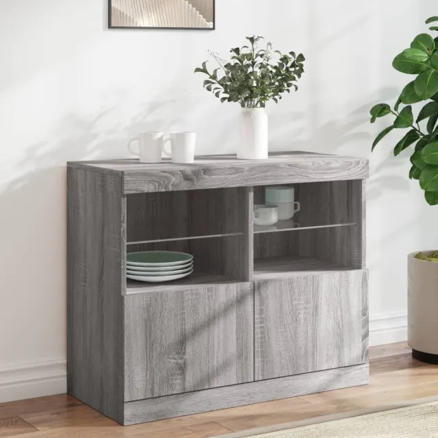 vidaXL Dressoir met LED-verlichting 81x37x67 cm grijs sonoma eiken