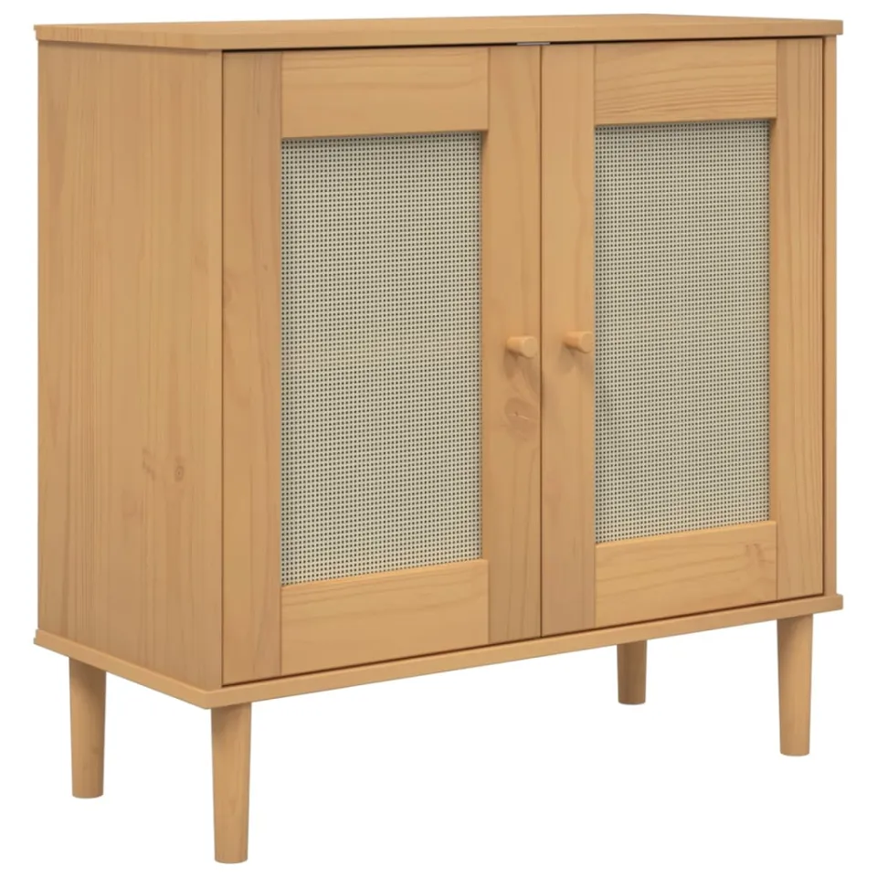 vidaXL Dressoir SENJA 80x35x80 cm rattan look massief grenenhout bruin, foto 3
