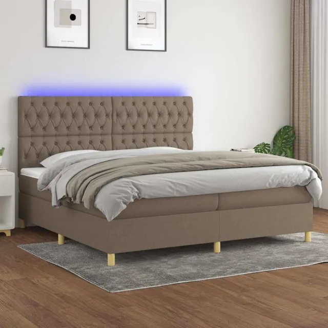 vidaXL Boxspring met matras en LED stof taupe 200x200 cm