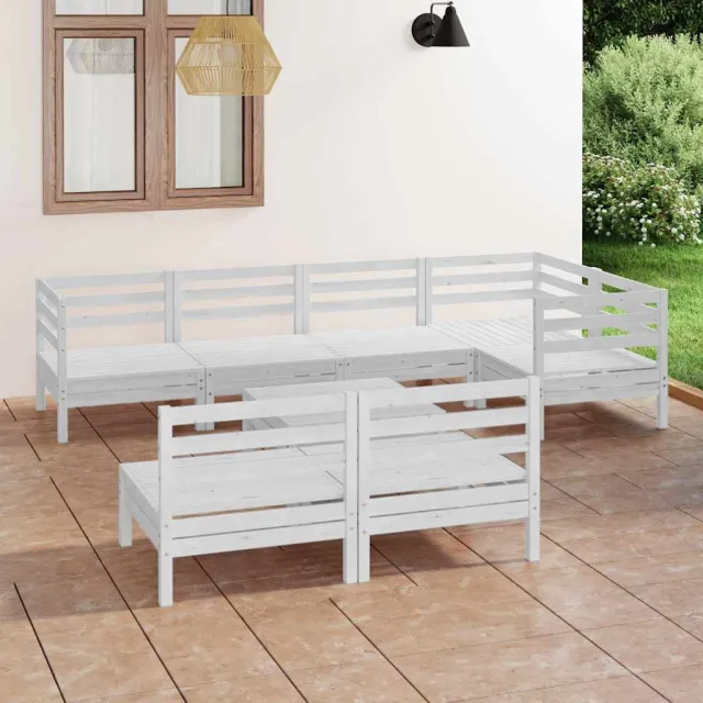 vidaXL 8-delige Loungeset massief grenenhout wit, foto 2