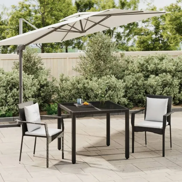 vidaXL 3-delige Tuinset met kussens poly rattan zwart, foto 2