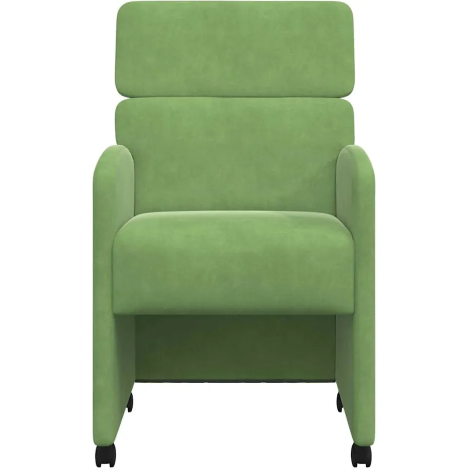 vidaXL Eetkamerstoelen met Wieltjes 2 st Fluweel Lichtgroen groen, foto 4