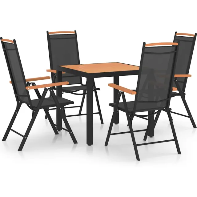 vidaXL 5-delige Tuinset aluminium zwart