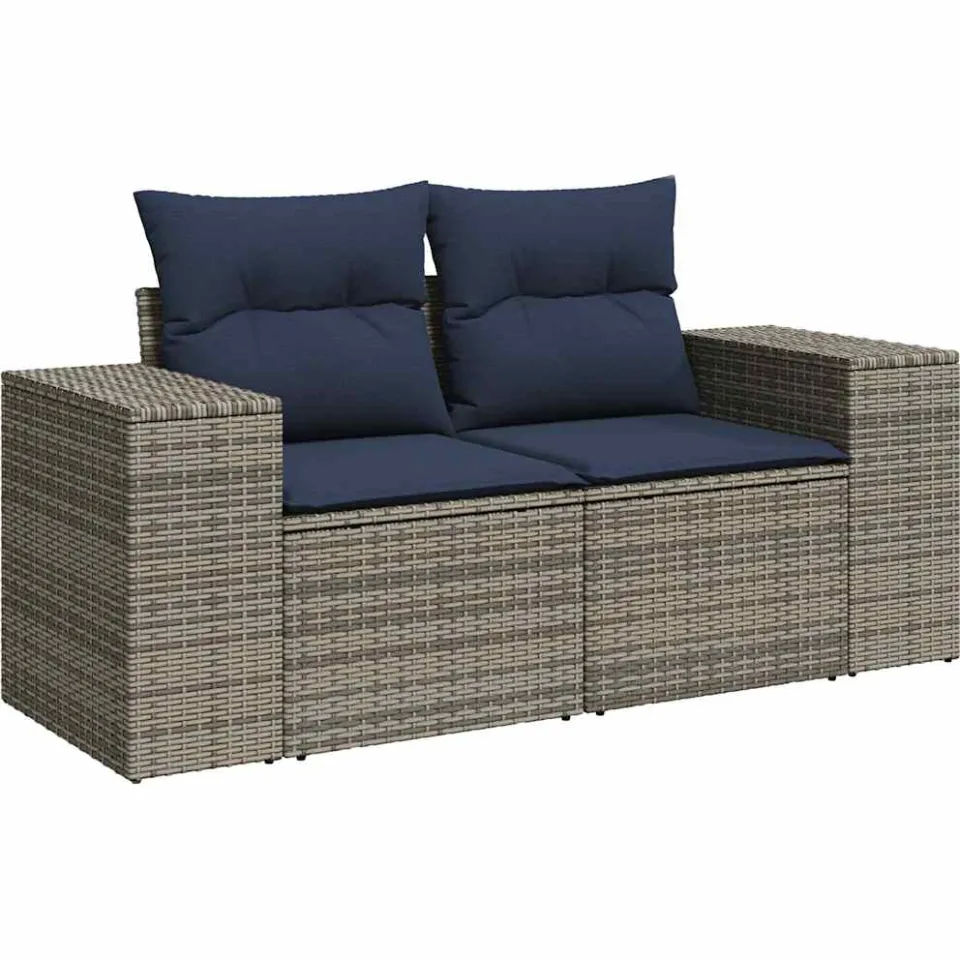 vidaXL 6-delige tuinbankset met kussens, grijs polyrotan, foto 4