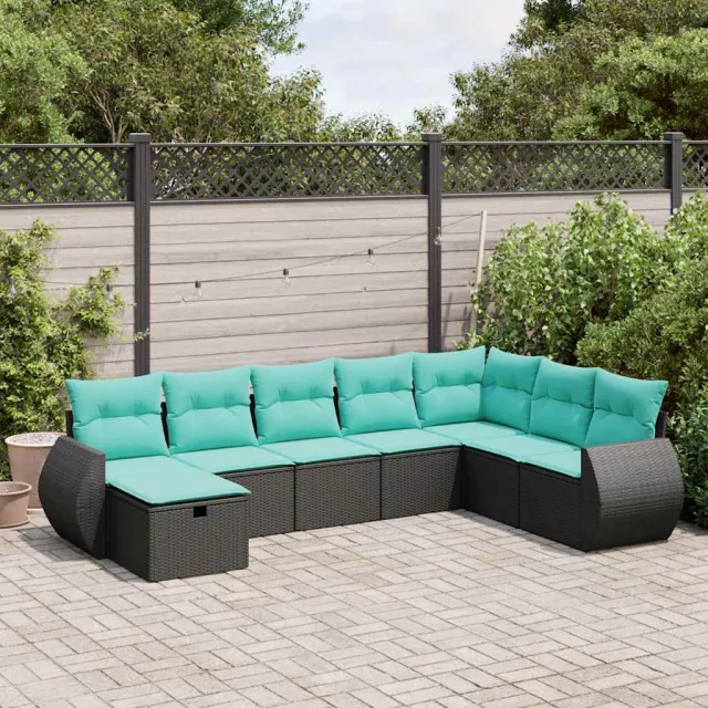 vidaXL 8-delige Loungeset met kussens poly rattan zwart, foto 2