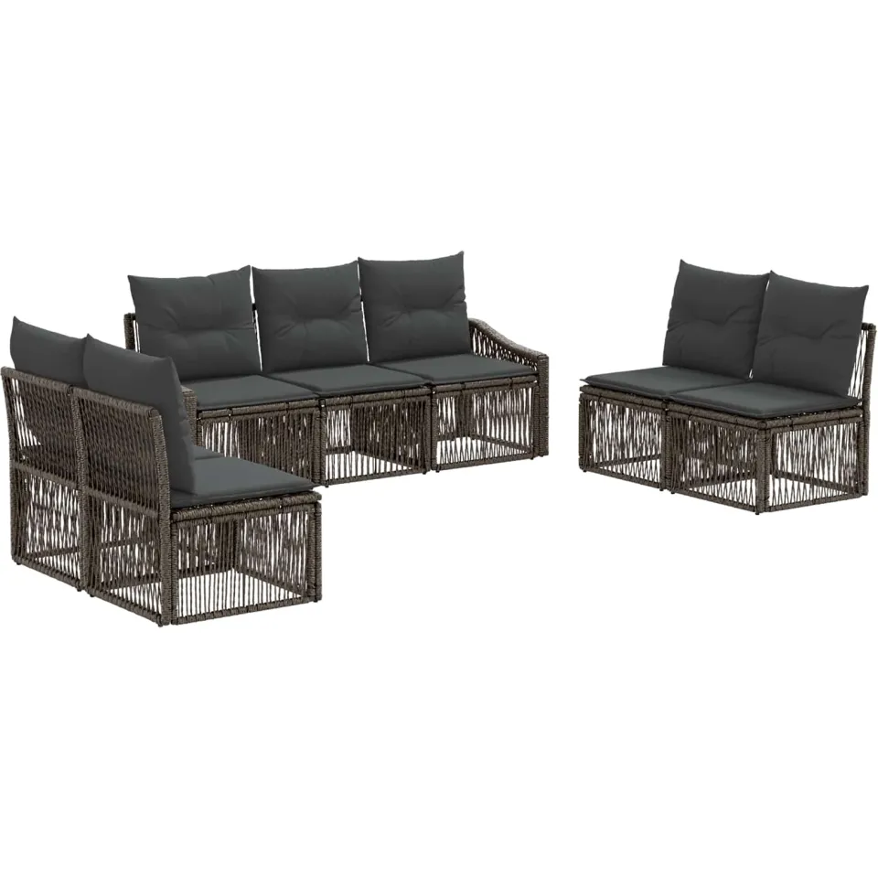 vidaXL Tuinbankenset 7 st Grijs poly rattan, foto 3