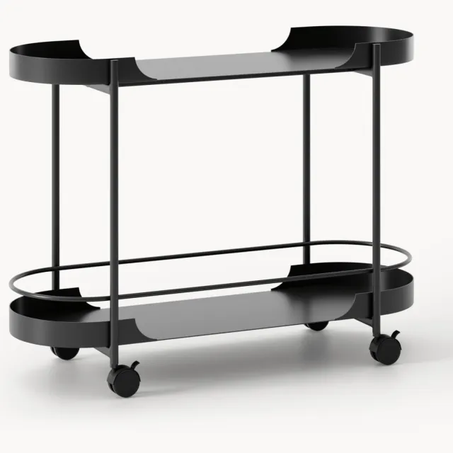 Westwing Collection Metalen barcart Taru Zwart