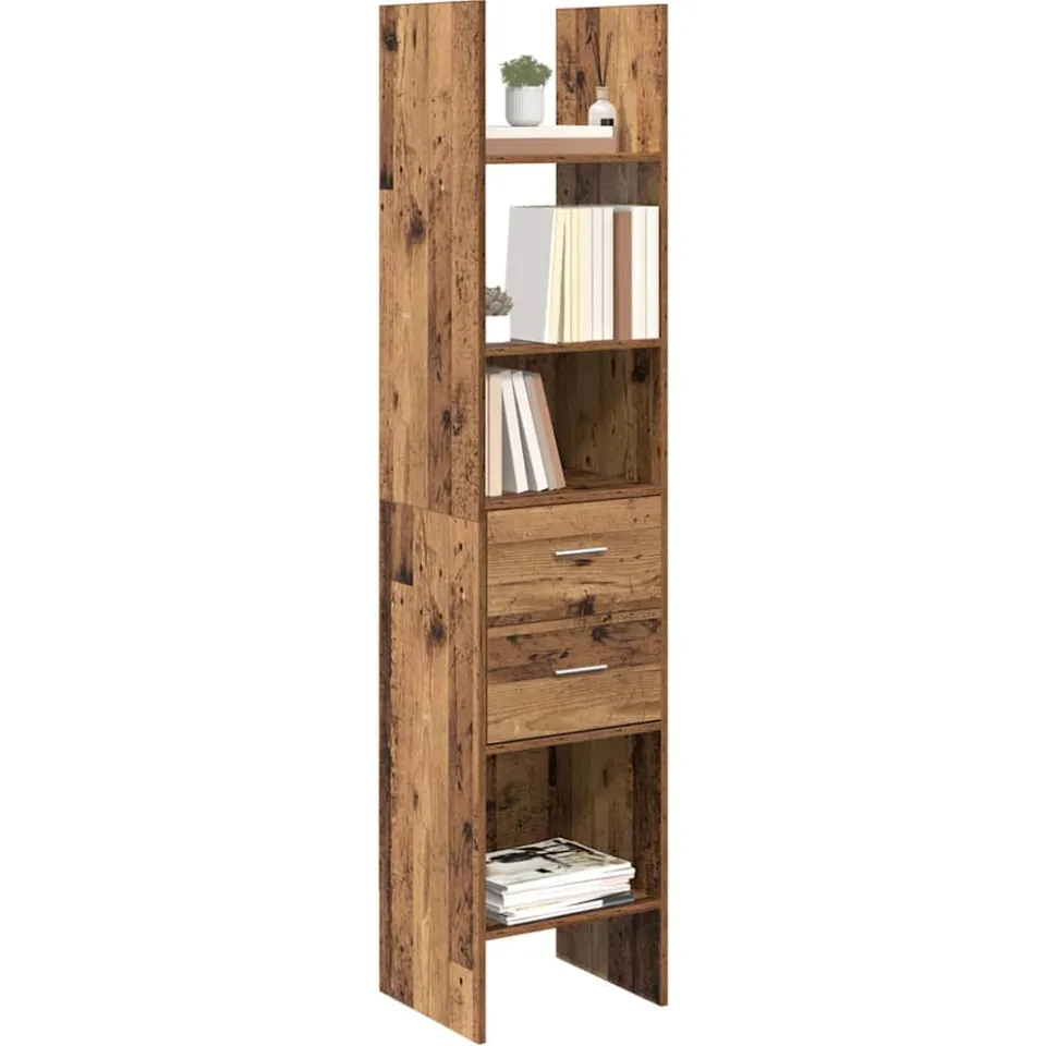 vidaXL Boekenkast 2-laags 40 x 35 x 180 cm Bewerkt hout Oud hout Bruin