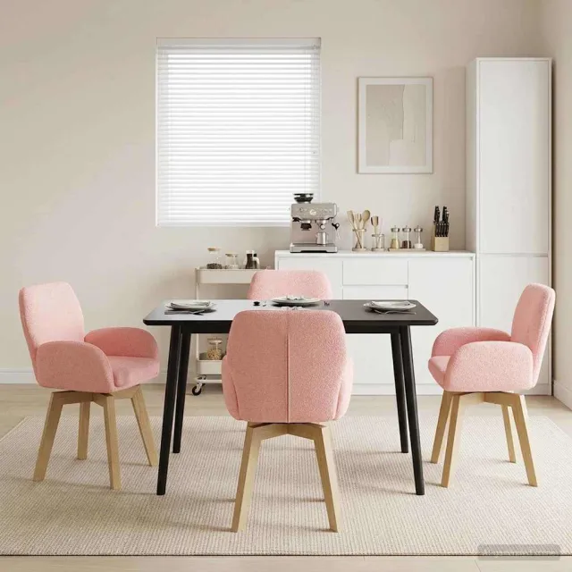 vidaXL Draai Eetstoelen 4 st Bouclé Roze 54 x 58 x 87 cm