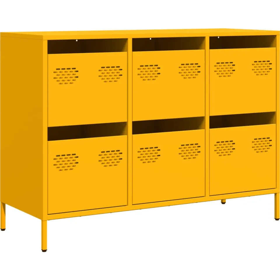 vidaXL Dressoir 101,5x39x73,5 cm koudgewalst staal mosterdgeel, foto 3