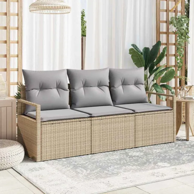 vidaXL Bankstel 3 st Beige poly rattan, foto 2