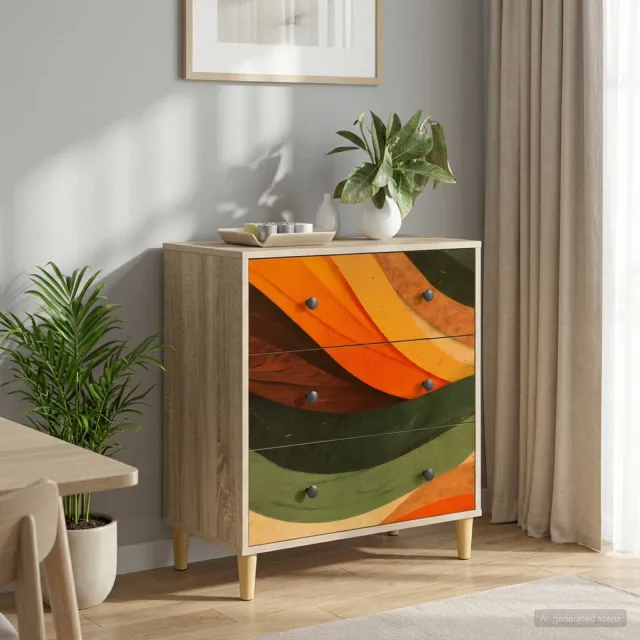 vidaXL Ladekast BONN Retro golfprint 66 x 36,5 x 75 cm Bewerkt hout Bruin