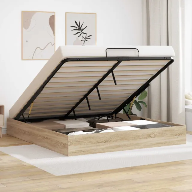 vidaXL Ottoman Bedframe Sonoma Eiken 180 x 200 cm Geconstrueerd hout Bruin