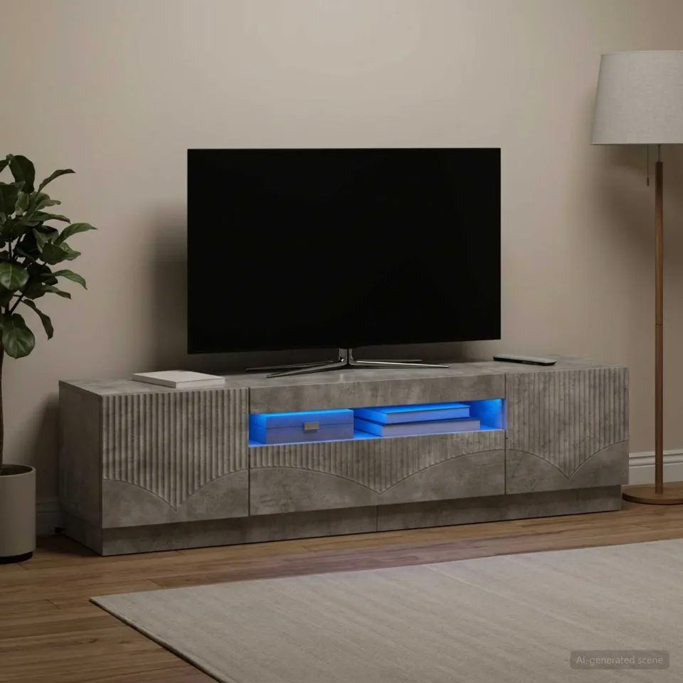 vidaXL LED tv-meubel Betongrijs Bewerkt hout grijs, foto 4