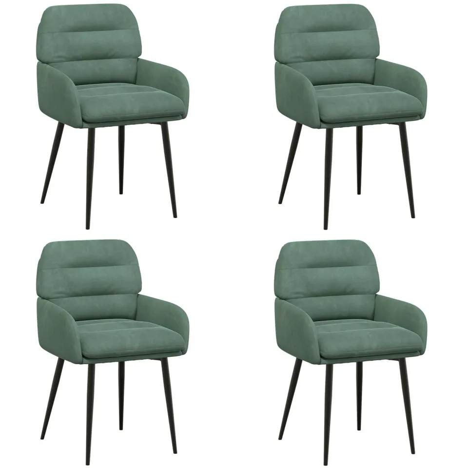vidaXL Eettafelstoelen 4 st fluweel Zeegroen 59 x 59,5 x 90 cm groen, foto 3