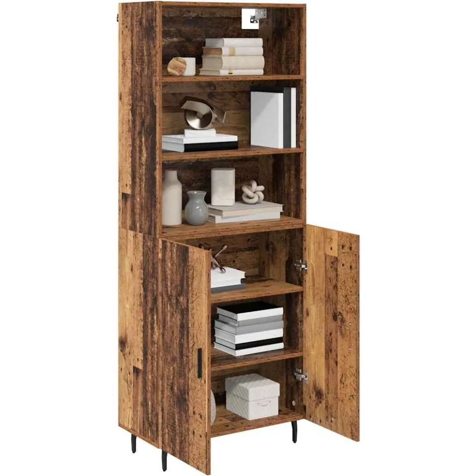 vidaXL Hoge kast 2 st Oud Hout 69,5 x 32,5 x 180 cm Bewerkt hout Bruin
