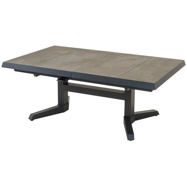LES Murcia zwart uittrektafel verstelbaar 143/183x88x54/74 cm - matt antraciet